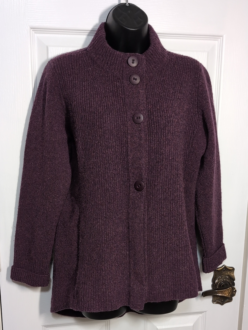 Eileen Fisher Lambswool And Cashmere Cardigan Size Medium